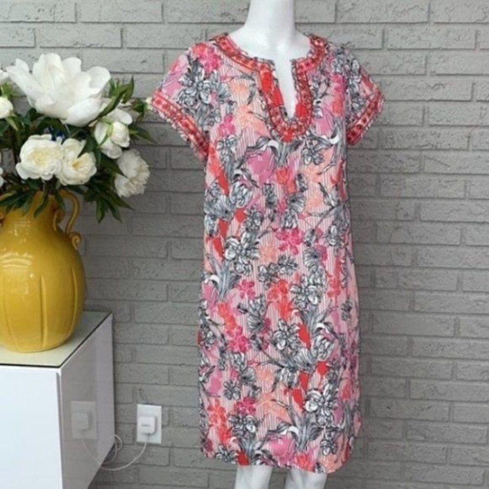 Pappagallo Floral Embroidered Sheath Dress Size 8M